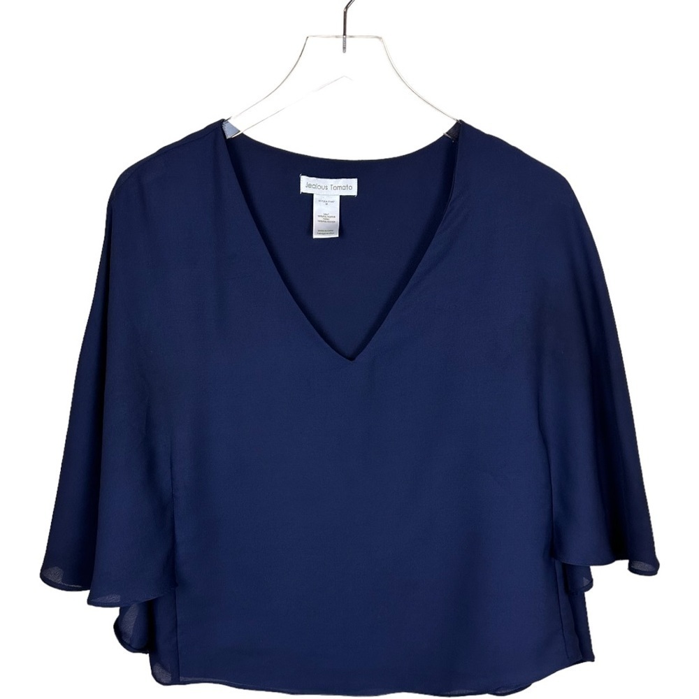 JEALOUS TOMATO NAVY BLUE CAPE BLOUSE
